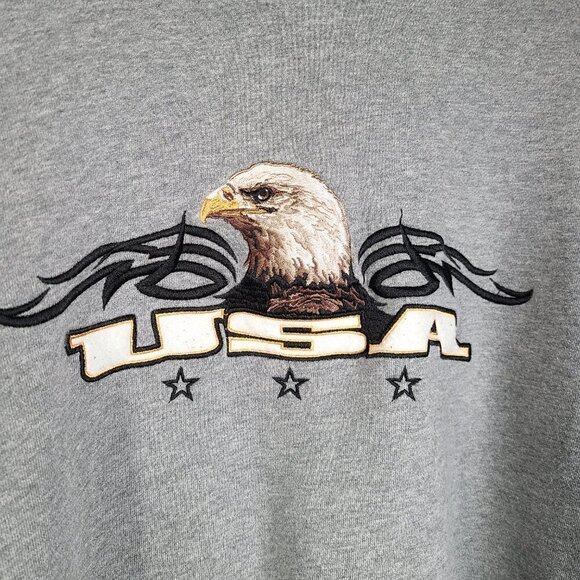 VTG Croft & Barrow Gray USA Bald Eagle Big Patch Pullover Sweater - Picture 3 of 8